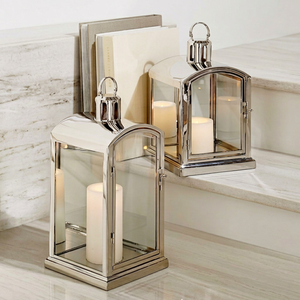 ชุดโคมไฟสแตนเลสขัดเงาสีเงิน ที่วางเทียนไร้เปลวไฟ ของตกแต่งบ้าน - Product Image 1