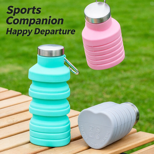 Botella de Agua Reutilizable de 500 ml, Ecológica, con Fondo de Silicona en Forma de Corazón, Plegable, a Prueba de Fugas, para Beber Directamente, Portátil, para Deportes al Aire Libre y Viajes - Product Image 1