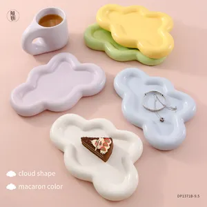 Recipiente prato sobremesa cupcake nuvem, placas molhadoras coloridas de cerâmica, sobremesa