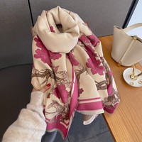 Automne/hiver haut de gamme femmes grand carré Double face motif fleuri châle épaissi doux confortable chaud écharpe Polyester