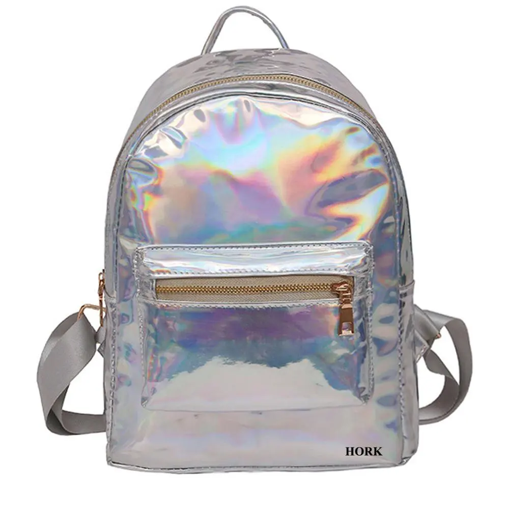 Sedex Factory Holographic Backpack Rainbow Shoulder Bag Metallic Satchel Shiny Travel Daypack for Kid Girl Women