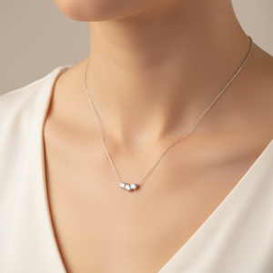 Collar con colgante de tres diamantes naturales en oro blanco sólido de 18 quilates, joyería fina al por mayor, muy popular, para uso diario de mujeres. - Product Image 2