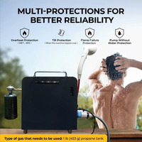 Système de pompe à eau chaude instantanée compact rechargeable en acier et PVC 4500mAh avec écran LCD, arrêt automatique de sécurité, pour douche extérieure, camping et randonnée