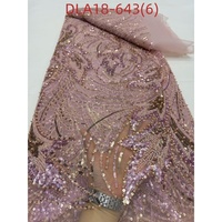 Tissu en dentelle française brodée de perles et de sequins de haute qualité, 5 yards, pour robe de mariée africaine, vente en gros