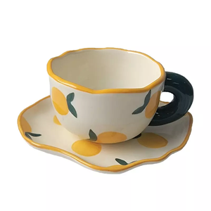 Tazza da tè in ceramica dipinta a mano stile nordico e piattino tazza da caffè personalizzata per tè al latte tazze e piattini - Product Image 5