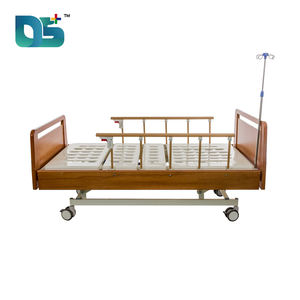 3 फ़ंक्शन मैनुअल अस्पताल बिस्तर ठोस लकड़ी के सिर बोर्ड परिवेश तह परिढालों एब्स क्रैंक मूक कैस्टर अस्पताल बिस्तर - Product Image 4