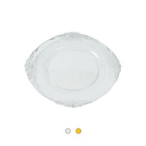Assiettes décoratives en plastique PP transparentes et abordables avec bordure en dentelle - Product Image 1