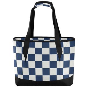 Sacs à lunch en gros avec sac isotherme personnalisé à carreaux bleus pour femmes, idéal pour le shopping et les activités de plein air - Product Image 1