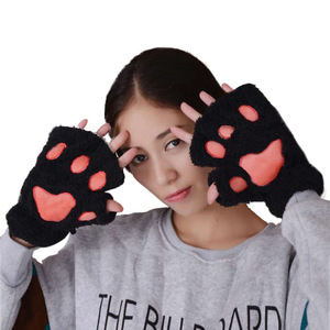 Women Girls Lovely Fluffy Bear Cat Plush Paw <strong>Claw</strong> Half Finger <strong>Gloves</strong> Mitten Winter Warm Fingerless <strong>Gloves</strong> - Product Image 6