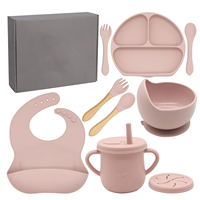Ensemble d'ustensiles de repas pour enfants en silicone sans BPA, assiettes à ventouse, bol, bavoir, vaisselle, kit d'alimentation pour bébés - Fournisseur d'usine 2026