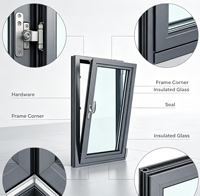 Fenêtres de villa modernes en aluminium à ouverture vers l'intérieur, double vitrage, insonorisées, sécurisées, durables, étanches aux intempéries