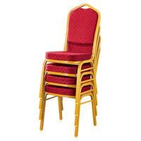 Chaise de restaurant fabriquée en Chine, robuste et résistante, chaise de salle d'événements, chaise de banquet empilable avec cadre en métal doré, en vente