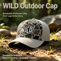 Gorra Trucker de Camuflaje de Secado Rápido con Bordado 3D de Ciervo, Ligera, Protección Solar, para Camping y Pesca