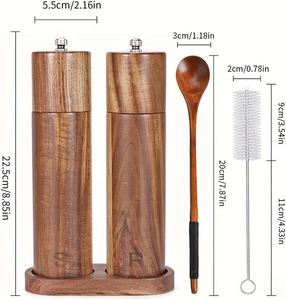 Ensemble moulin à poivre et à sel manuel en bois d'acacia de qualité supérieure pour la vente en gros - Product Image 2