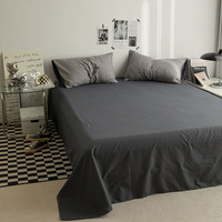 Parure de Lit 4 Pièces Haute Qualité Style « Ins », Couleur Unie, Lavable, en Coton Doux et Chaud Brossé, Housse de Couette et Drap de Lit