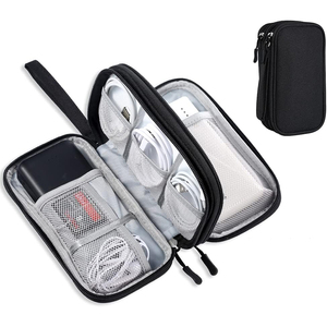 กระเป๋าจัดระเบียบอุปกรณ์อิเล็กทรอนิกส์สำหรับเดินทาง  กระเป๋าใส่สายชาร์จ สายเคเบิล ขนาดเล็ก สีดำ - Product Image 1