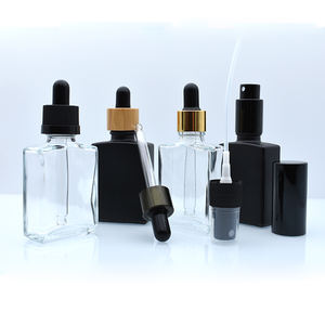 Flacons compte-gouttes en verre rectangulaires clairs rectangulaires carrés noirs mats de 30ml <span class=keywords><strong>pour</strong></span> huile essentielle cosmétique Vente en gros du marché américain - Product Image 3