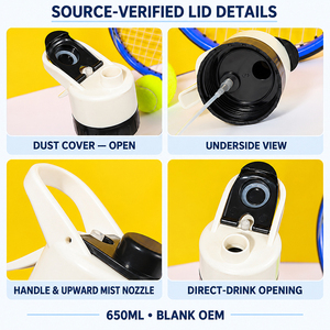 650ml Plastic Mist Spray <b>Sports</b> Water Bottle with Direct-<b>Drink</b> Lid, Integrated Handle and Custom Logo OEM ODM - Product Image 2
