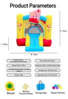 Château gonflable miniature coloré sur le thème de la crème glacée, avec toboggan, pour usage domestique et jeux en groupe en intérieur