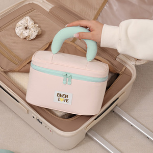 Bolsa de maquillaje Beilian, organizador de cosméticos portátil de gran capacidad para viajes, rosa, morado, cian - Product Image 5