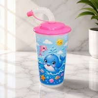 Gobelet portable en plastique écologique sans BPA de 500 ml avec couvercle et paille pour les moments nomades et agités