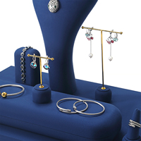 Présentoirs buste bleus pour bijoux : organisateurs pour bagues, colliers, boucles d'oreilles, bracelets, montres – Idéal pour comptoir