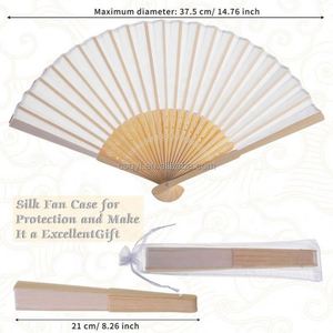 พัดมือพับได้ทำจากผ้าไหมเทียมสีขาว ลายไม้ไผ่ ของชำร่วยงานแต่งงาน ของขวัญงานเลี้ยงฉลองเด็กแรกเกิด พร้อมถุงของขวัญ - Product Image 3