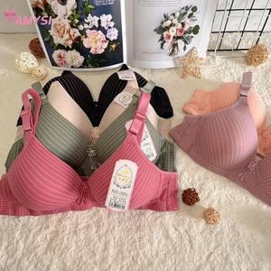 3308 # 高品質36-42女性用夏ブラジャーストライプワイヤレスブラジャー調整可能コットンコンバーチブルストラップブラ - Product Image 2