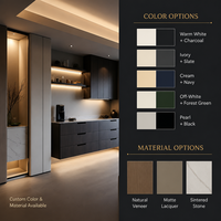 Buffet sur mesure pour toute la maison | Colonne blanche + tiroir en charbon de bois | Lumière flottante LED | Niche en marbre | OEM B2B