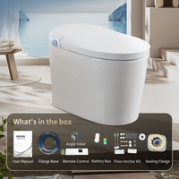 WC intelligent sans réservoir en céramique avec bidet intégré, monobloc, chasse automatique, ouverture/fermeture automatiques, siège chauffant, lavage à bulles, eau chaude, séchage