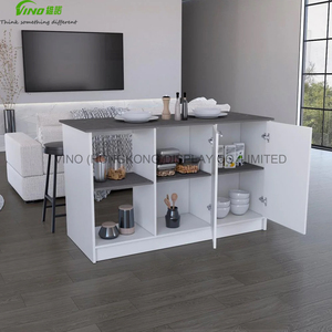 Isla de Cocina Moderna de Madera Maciza con Gabinete de Almacenamiento, Cajones y Cestas, Diseño Personalizable, Uso en Apartamentos, Encimera de Granito Artificial - Product Image 3