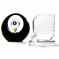 Trofeo de Billar Personalizado con Cristales Deslumbrantes, Marco Negro para Bola 8, Placa en Forma de Cuña, Grabado Circular, Premio de Campeonato de Club, Recuerdo