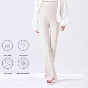 Pantaloni Premaman YIYI a Gamba Larga, Elasticizzati, Svasati, Sottili e Traspiranti con Supporto per la Pancia, Casual - Product Image 3