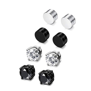 Nouvelles Petites <span class=keywords><strong>Boucles</strong></span> <span class=keywords><strong>d</strong></span>'Oreilles <span class=keywords><strong>Aimantées</strong></span> Rondes Noires en Acier Inoxydable Blanches pour Femmes, Bijoux de Mode Clip Non Percées, pour Hommes Noires - Product Image 2