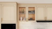 Ensemble de meubles de cuisine modulaires en chêne de couleur bois, design contemporain de luxe, entièrement prêt à l'emploi, sur mesure