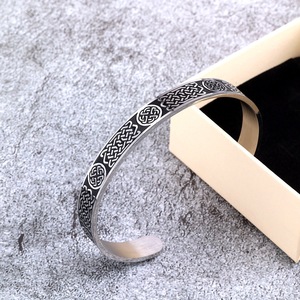 Yunnique European American Retro Tibetan <b>Silver</b> <b>Cuff</b> <b>Bracelet</b> Unisex Celtic Knot Design Clothing Matching Gift Jewelry - Product Image 3