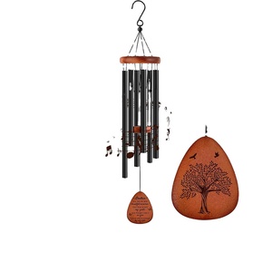 Carillons éoliens commémoratifs en gros à tons profonds avec tubes en aluminium, cloches d'extérieur accordées à la main en bois de pin pour jardin - Product Image 1