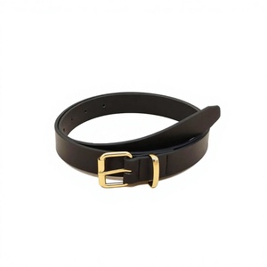 Ceintures de luxe pour hommes, ceinture formelle de haute qualité en cuir de vache noir premium avec boucle carrée en acier, style vintage - Product Image 1
