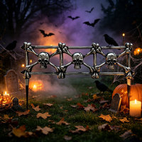 Piquets de sol vintage en argent en forme de crâne et d'os, pour bordure de pelouse, décoration extérieure de jardin d'Halloween et de maison hantée