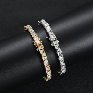 Front and Back Triangle Mix-and-match Tennis <b>Bracelet</b> <b>Copper</b> Inlaid Zirconium Hip-hop Tanjing Fashion Lijing Necklace - Product Image 2