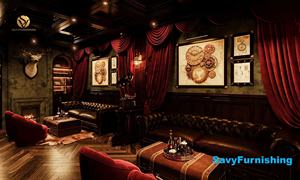 Design d'intérieur de <span class=keywords><strong>bar</strong></span> classique, mobilier de salon moderne de type <span class=keywords><strong>speakeasy</strong></span>, comptoir de <span class=keywords><strong>bar</strong></span> en bois, canapé et fauteuil vintage pour salon - Product Image 6