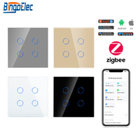 Interruptor Inteligente Zigbee de 4 Canales y 1000w con Cable Neutro, Interruptores de Luz Tuya Zigbee