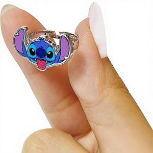 MUESTRA RETAIL H.E.R. Accesorios de Joyería Lilo & Stitch, Juego de 4 Anillos Ajustables para Niñas, Diseño de Ángel, Metal, Hecho en China - Product Image 1