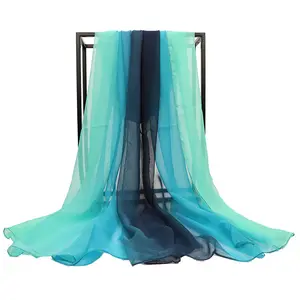 Large size georgette gradient color silk scarf ladies beach towel gauze scarf body sunscreen silk scarf