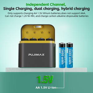 PUJIMAX Nueva Tendencia Batería de Litio Recargable <span class=keywords><strong>AA</strong></span> de 1.5V con Cargador Tipo C de 8 Ranuras para 8 Piezas de Baterías de Carga Rápida de 3400mWh y 4255mWh - Product Image 4