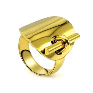 Cincin Besi Tahan Karat 316L, Perhiasan Pesta Pernikahan Pertunangan Desain Elegan Permukaan Lebar untuk Pria dan Wanita