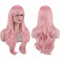 Perruque synthétique longue ondulée rose rouge Starfire Lolita, perruque de cosplay, perruques d'anime, perruque de costume d'Halloween Morgiana pour fille