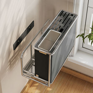 家庭用ナイフラックキッチン収納乾燥カトラリーホルダー2024新品デスクトップ壁掛けメタルブラック多機能オーガナイザー - Product Image 5