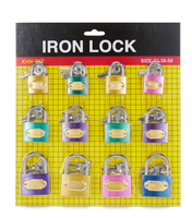Échantillons Gratuits Usine OEM Candado Cadenas à Bagages 32-38-50mm 12 Pièces Cadenas Colorés en Laiton Peint ou Fer