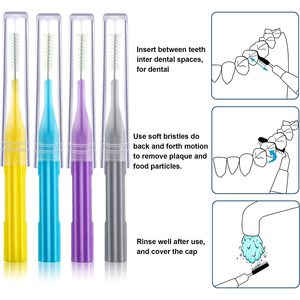 ชุดแปรงซอกฟัน 4 สี พร้อมหัวเปลี่ยนได้ 60 หัว สำหรับทำความสะอาดฟันแบบจัดฟันและการดูแลสุขภาพฟัน - Product Image 4